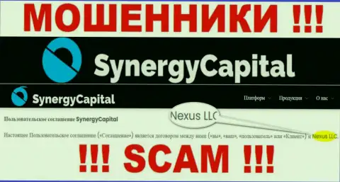 Юридическое лицо, владеющее интернет разводилами SynergyCapital Cc - это Nexus LLC
