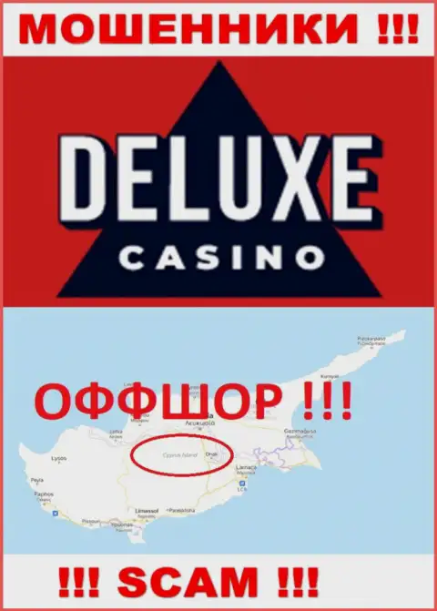 Deluxe Casino - это неправомерно действующая организация, пустившая корни в офшорной зоне на территории Кипр