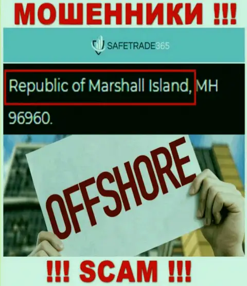 Marshall Island - офшорное место регистрации мошенников SafeTrade365, представленное на их интернет-ресурсе