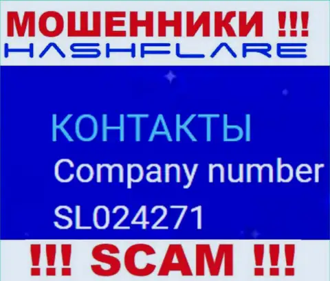 Регистрационный номер, под которым официально зарегистрирована компания HashFlare: SL024271