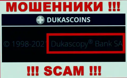 На официальном информационном ресурсе Дукас Коин говорится, что указанной организацией владеет Dukascopy Bank SA