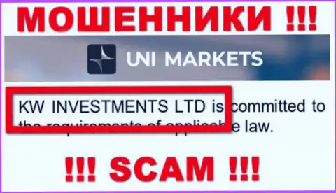 Руководством UNI Markets оказалась контора - KW Investments Ltd