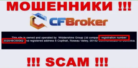 Номер регистрации интернет воров CF Broker, с которыми слишком рискованно работать - 2020/IBC00062