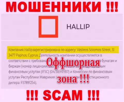 Держитесь подальше от оффшорных интернет мошенников Hallip ! Их адрес - Vasileos Solomos Street, 31 3477 Paphos, Cyprus