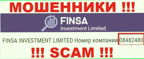 Как представлено на официальном информационном ресурсе мошенников FinsaInvestmentLimited Com: 08482480 - это их номер регистрации