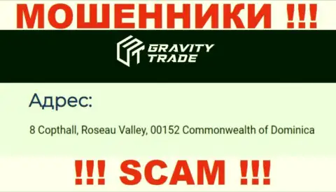 IBC 00018 8 Copthall, Roseau Valley, 00152 Commonwealth of Dominica - это офшорный адрес регистрации Gravity Trade, приведенный на сервисе данных мошенников