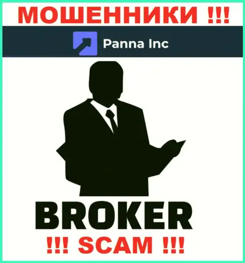 Брокер - конкретно в данном направлении оказывают услуги internet-обманщики Panna Inc