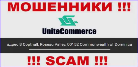 8 Copthall, Roseau Valley, 00152 Commonwealth of Dominica - это оффшорный адрес регистрации UniteCommerce World, расположенный на интернет-портале данных жуликов