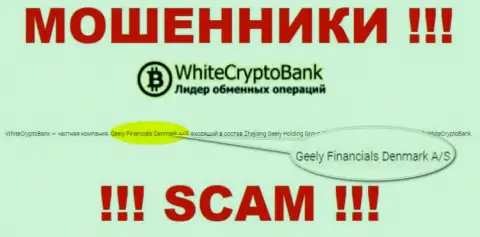Юридическим лицом, управляющим мошенниками WhiteCryptoBank, является Джили Финанс Денмарк А/С