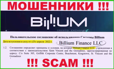 Billium Finance LLC это юридическое лицо интернет-мошенников Биллиум