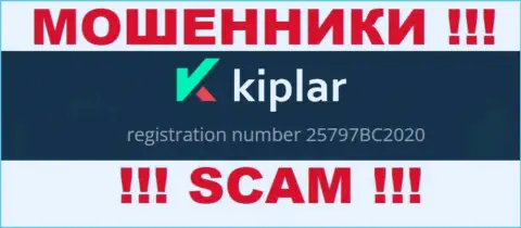 Регистрационный номер организации Kiplar Com, в которую денежные средства советуем не отправлять: 25797BC2020