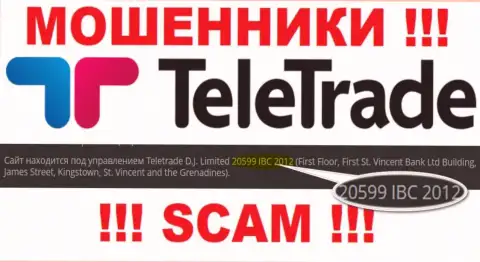 Номер регистрации internet-ворюг ТелеТрейд (20599 IBC 2012) никак не доказывает их порядочность