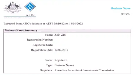 Брокерская компания Зиннейра Эксчендж зарегистрирована в Австралии