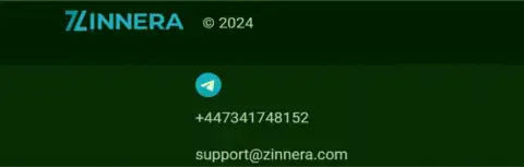 Телефонный номер и почта для связи с службой техподдержки криптовалютного брокера Zinnera
